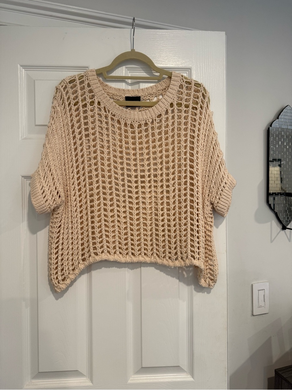 Open-Weave Scoop Neck Pullover in Cream - Women